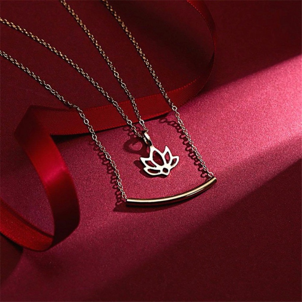 π2/$20πGood karma lotus layer bar necklace - Picture 2 of 4